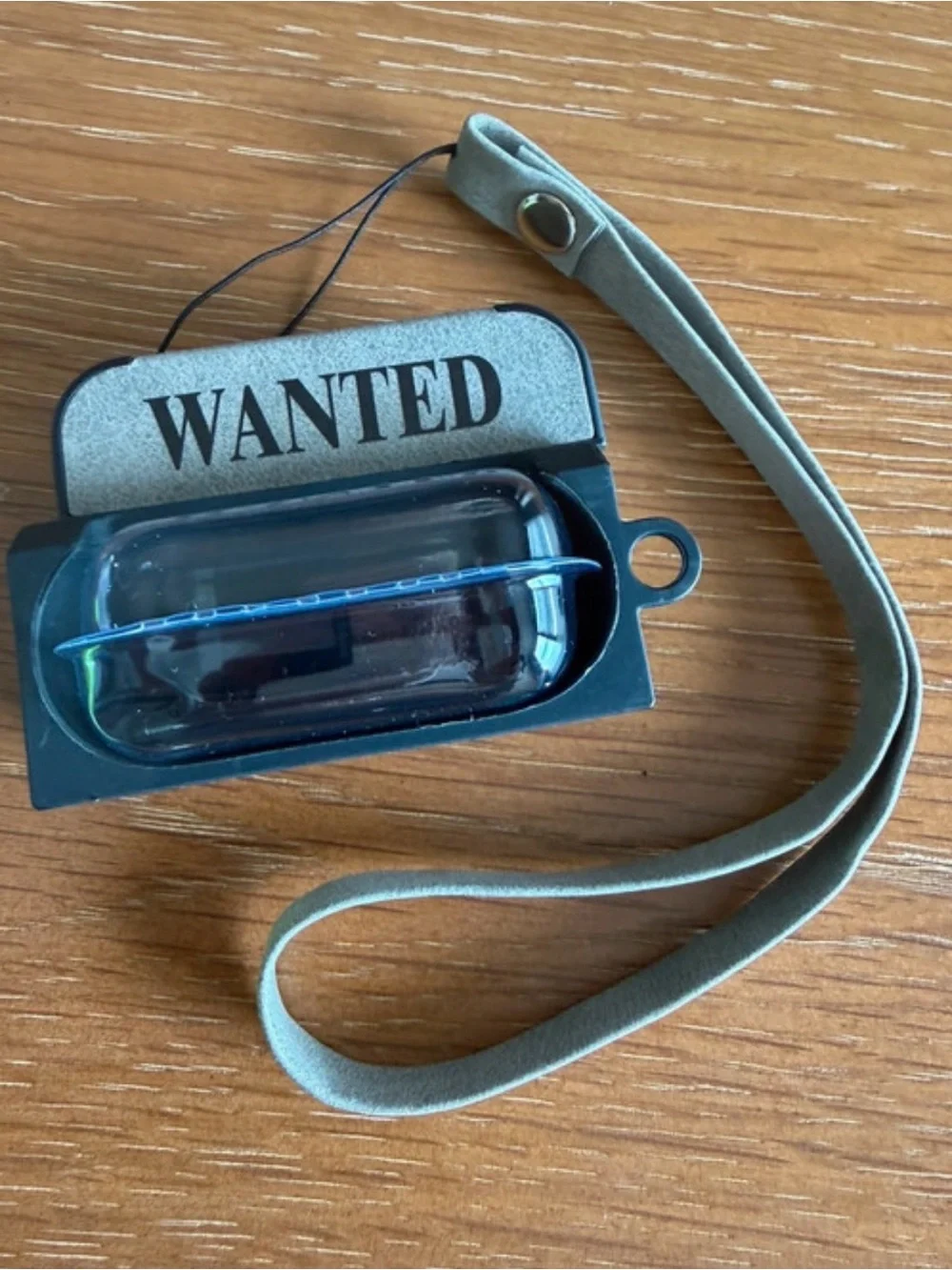 Grey 'Wanted' Wireless Earbud Charging Case with Wrist Strap